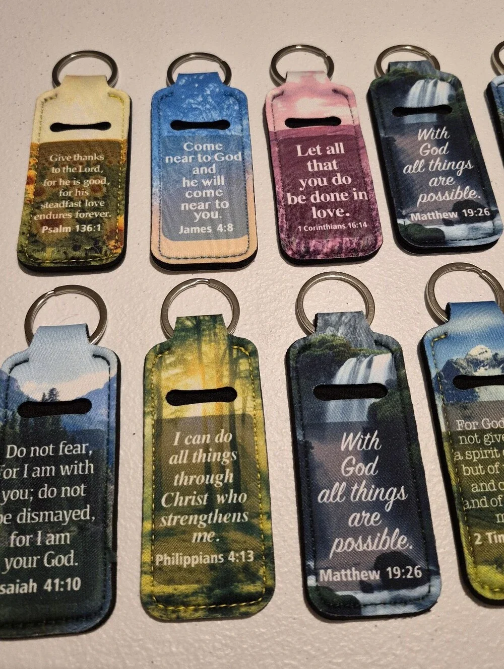 Lip Balm Chapstick Keychain Holder Set Of 12 Christian Bible Verse New